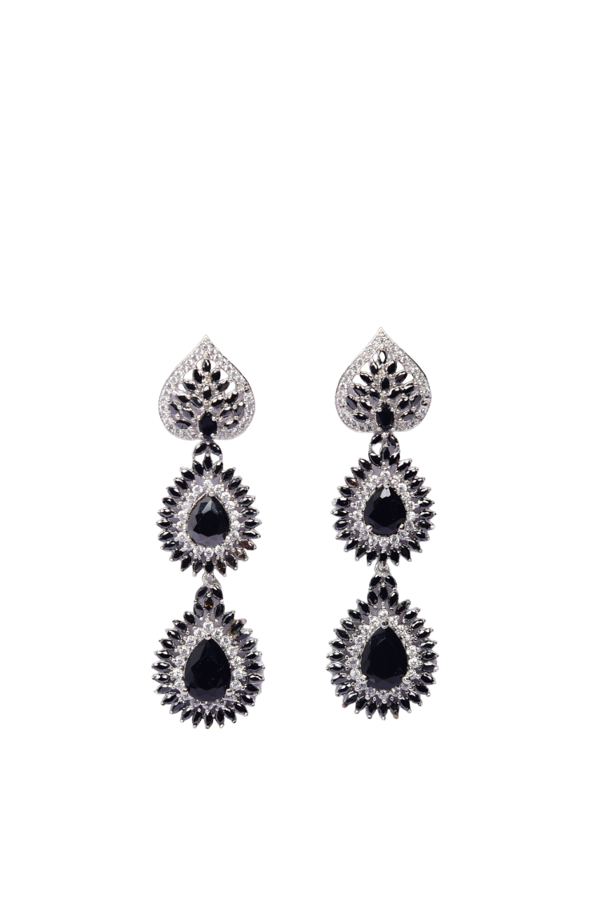 Namokriti Triple Teardrop Stone Earrings – Bold & Beautiful